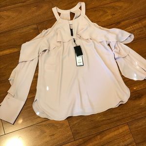 BCBG MaxAzria flowy long sleeve top in dusty pink